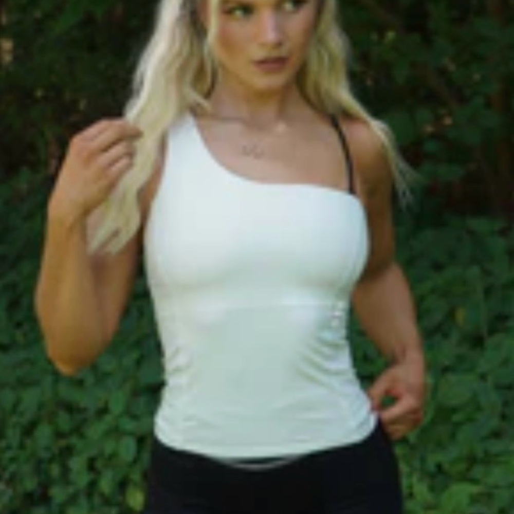 Women's One-Shoulder White Tank Top